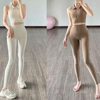 Zip-up Sports Crop Tank Top / Leggings