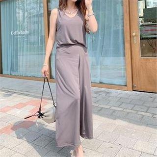 Set: Tank Top + Band-waist Wrap Culottes