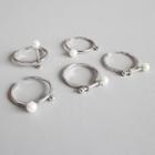 Set Of 5: 925 Sterling Silver Faux Pearl Ring / Open Ring (various Designs)