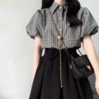 Puff-sleeve Plaid Shirt / Shorts / A-line Skirt