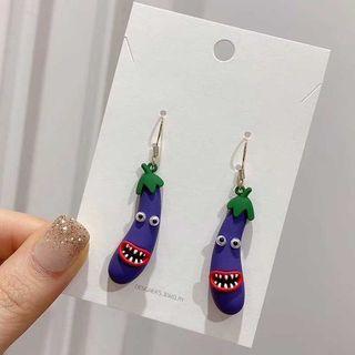 Cartoon Eggplant Dangle Earring 1 Pair - Purple - One Size