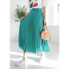 Tall Size Dot-print Accordion-pleats Long Skirt