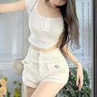 Short-sleeve Crop T-shirt / A-line Skirt