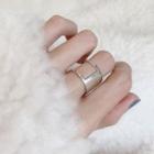 925 Sterling Silver Geometric Open Ring 1 Pc - Cut-out - Silver - One Size
