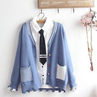 Long-sleeve Embroidered Shirt / Cardigan / Set