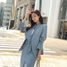 Office Look Blazer With Scarf & Pencil Skirt Set