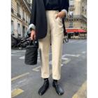 Flat-front Straight-cut Pants Cream - One Size
