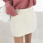 Inset Shorts Band-waist Miniskirt