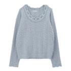 Faux-pearl Detail Crochet Knit Sweater