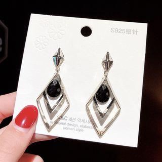 Faux Crystal Rhombus Alloy Dangle Earring 1 Pair - E583 - Gold - One Size