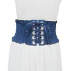 Lace-up Elastic Wide Belt Denim Blue - One Size