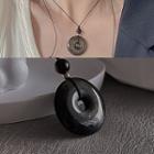 Gemstone Pendant String Necklace 1 Pc - Black - One Size