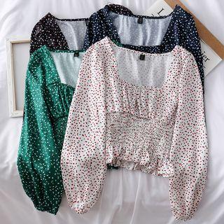 Printed Smocked Crop Top