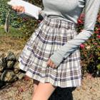 Inset Shorts Gathered Plaid Miniskirt