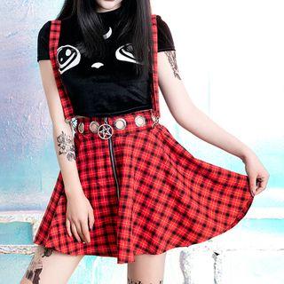 Suspender Plaid A-line Skirt