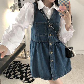 Denim Mini A-line Overall Dress / Blouse