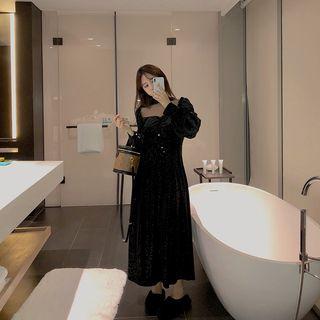 Long-sleeve Velvet Maxi Dress