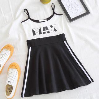 Spaghetti Strap A-line Lettering Dress