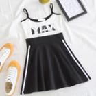 Spaghetti Strap A-line Lettering Dress