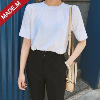 Crew-neck Slit-detail T-shirt