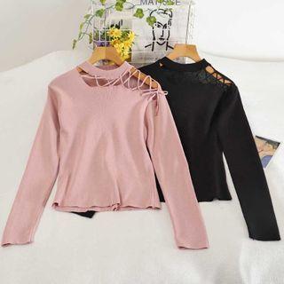 Lace Up Long Sleeve Top