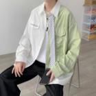 Mock Two-piece Two-tone Shirt Jacket