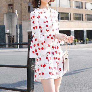 Heart Print 3/4 Sleeve Playsuit