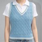 Two Tone Chunky Knit Sweater Vest