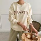 Mooth Letter Embroidery Sweatshirt Cream - One Size