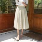 Pleated A-line Linen Blend Skirt