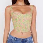 Floral Print Square-neck Cropped Tank Top