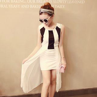 Two-tone Asymmetric Bodycon Dress