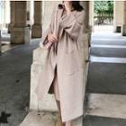 Open Front Long Coat Camel - One Size