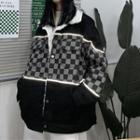 Checkerboard Fleece-lined Denim Jacket