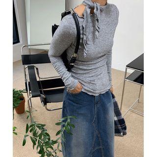 Scarf-neck Lettuce-edge Top