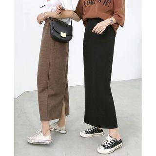 Plain Midi Slit Back Skirt