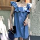 Ruffled Off-shoulder Shift Dress
