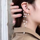 Faux Pearl Fringed Clip-on Earring 1 Pc - White & Gold - One Size
