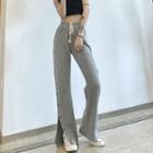 Buttoned Side Straight Leg Pants