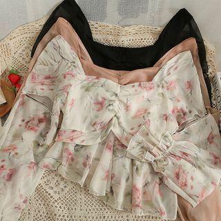 Asymmetrical Slim-fit Printed Crop Top
