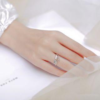 925 Sterling Silver Cat & Fish Bone Ring Silver - One Size