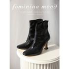 Shirred Spool-heel Ankle Boots