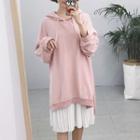 Set: Plain Hoodie + Sleeveless Pleated Dress