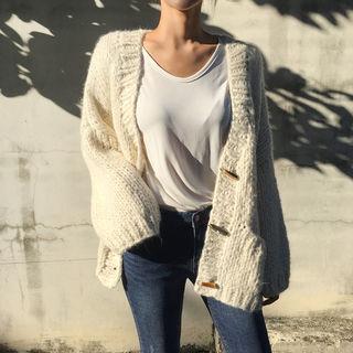 Toggle-button Wool Blend Cardigan