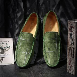 Embroidered Faux Leather Moccasins