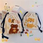 Tiger Embroidery Drawstring Pouch
