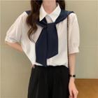 Short-sleeve Mock-two Piece Blouse