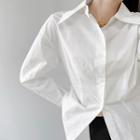Pointy-collar Slim-fit Long Shirt