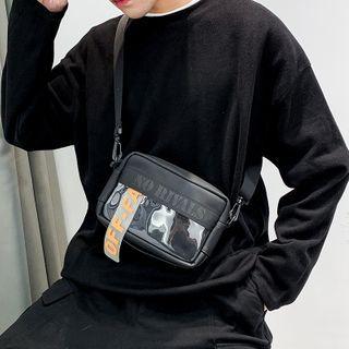 Pvc Panel Faux Leather Crossbody Bag Black - One Size