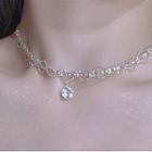 Heart Faux Crystal Pendant Alloy Choker White - One Size